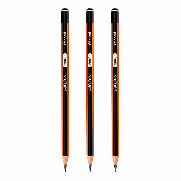 Kit com 3 Lápis Preto Maped Black Peps Graduado 2B – Traço Macio e Intenso