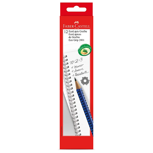 Caixa com 12 Lápis Faber-Castell Grip 2001 HB Nº2 Azul