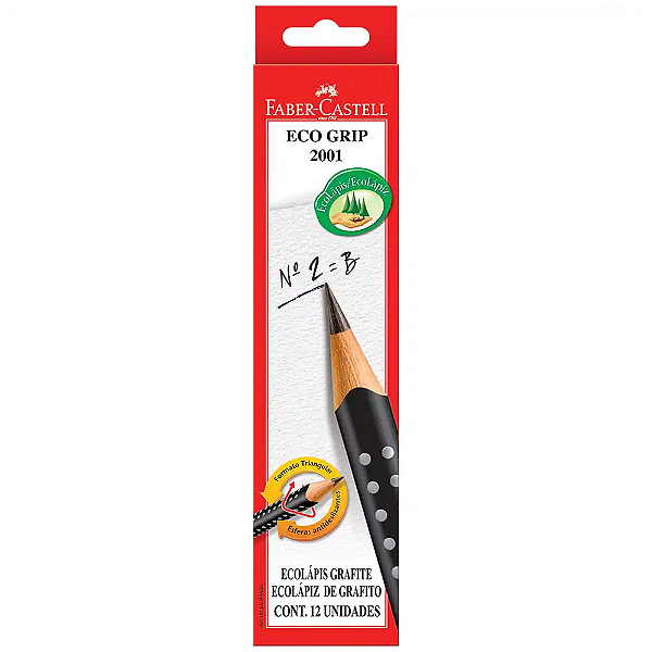 Caixa com 12 Lápis Faber-Castell Grip 2001 HB Nº2 Preto