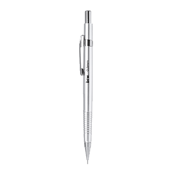 Lapiseira Técnica 0,5mm Prata BRW - Ponta Metálica com Clip e Borracha
