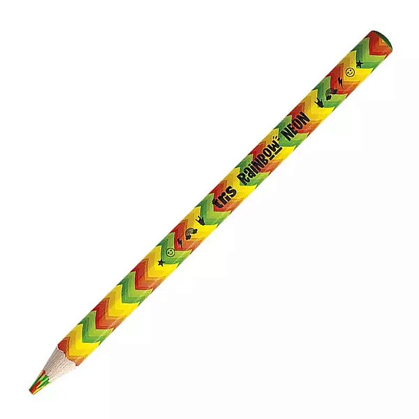 Lápis de Cor Jumbo Rainbow Neon Tris - Mina Multicolorida em Tons Neon Vibrantes - Corpo Hexagonal em Madeira