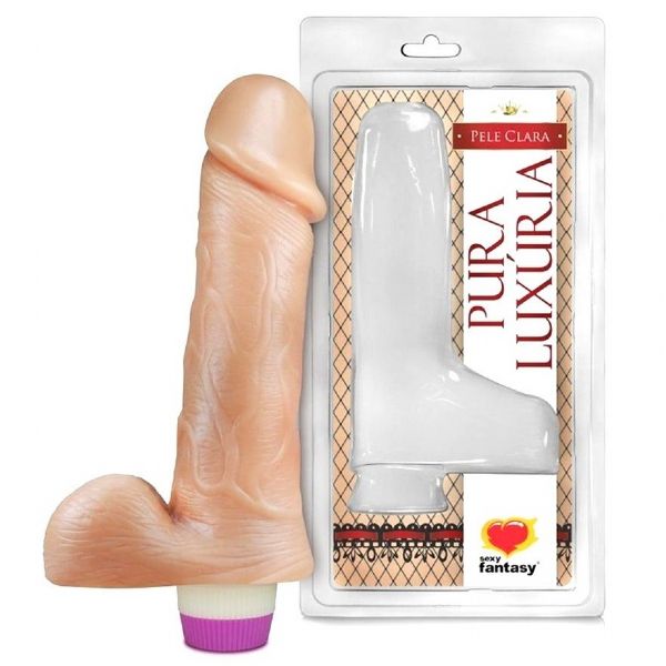 Pênis com Escroto e Vibrador - 18cm