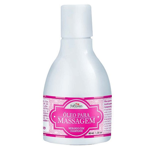 Óleo de Côco para Massagem Morango Beijável Hot Flowers