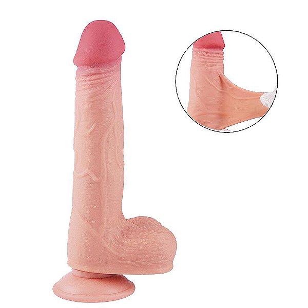 Dildo Super Realístico Dupla Camada - Ventosa Removível - 21,9 X 4,1 cm