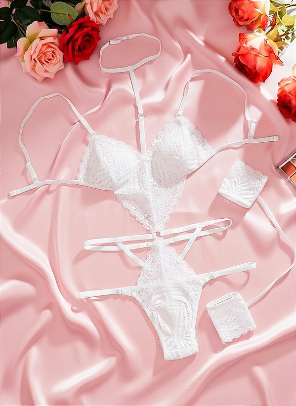 Body Sensual de Renda com Algemas