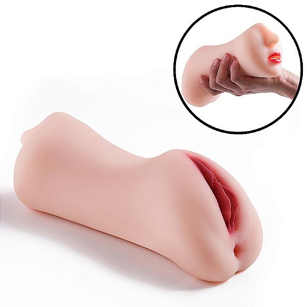 Masturbador Duplo - Vagina e Ânus com Boca 25,0 x 8,0cm