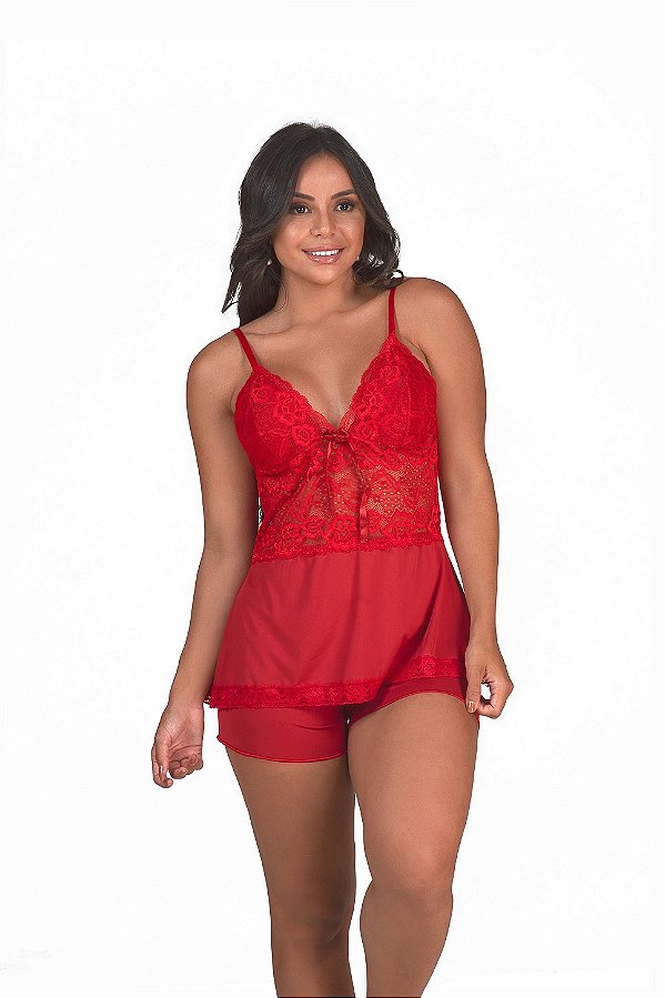 Short doll com renda no busto