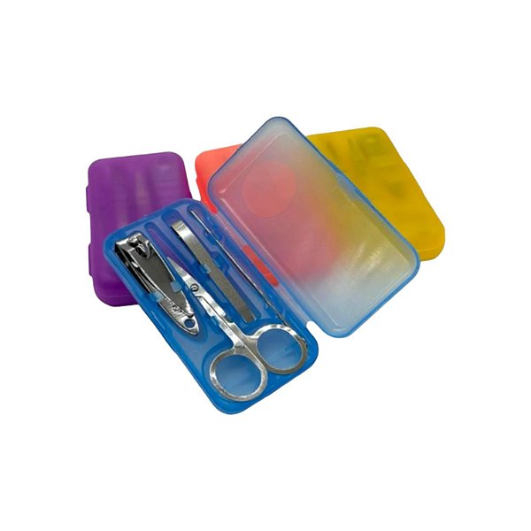 Kit 4 Itens Tesoura Cortador Espátula de Cutícula e Pinça