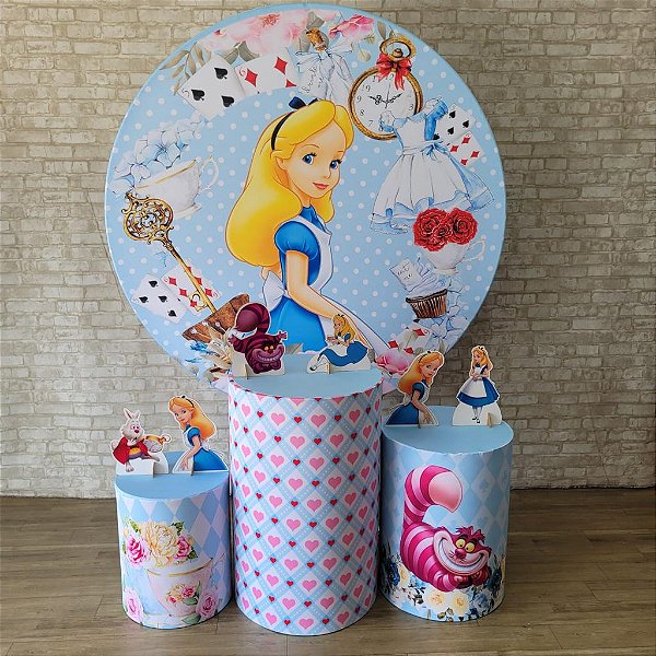 Alugue Tema Para Festa Decoração Alice no País das Maravilhas Tecido ( Modelo 1 )