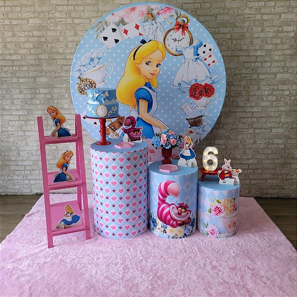 Alugue Tema Para Festa Decoração Alice no País das Maravilhas Tecido ( Modelo 2 )