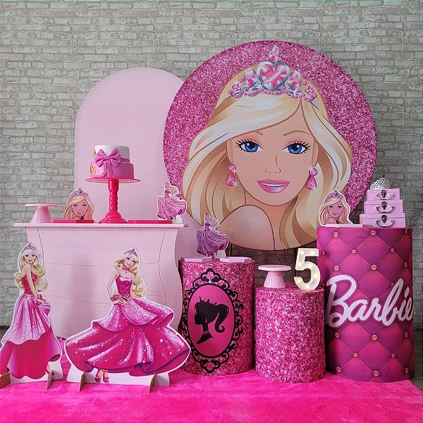 Alugue Tema Para Festa Decoração Barbie Tecido ( Modelo 4 )