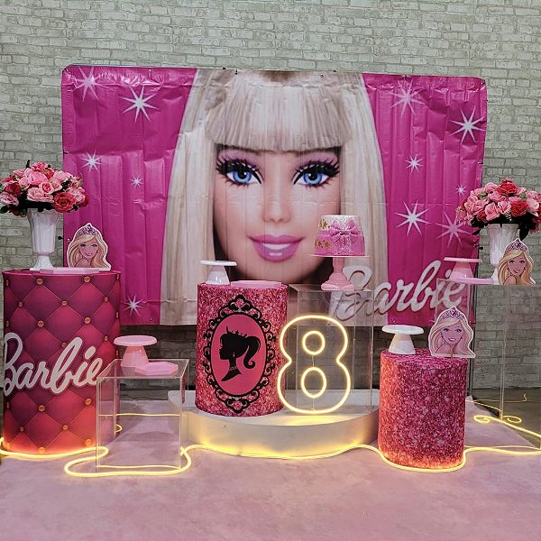 Alugue Tema Para Festa Decoração Barbie Tecido ( Modelo 6 )