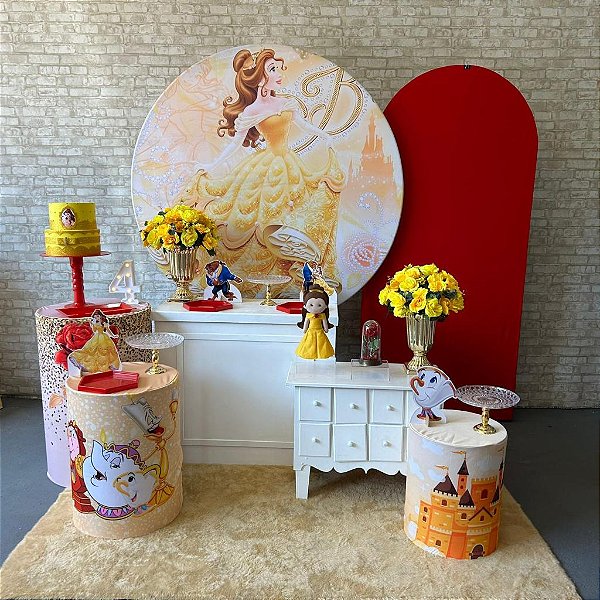 Alugue Tema Para Festa Decoração Bela e a Fera Tecido ( Modelo 3 )