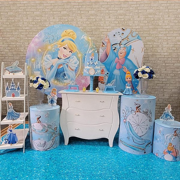 Alugue Tema Para Festa Decoração Cinderela Tecido ( Modelo 3 )