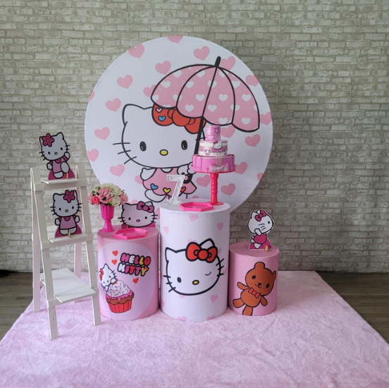 Alugue Tema Para Festa Decoração Hello Kitty Tecido ( Modelo 2 )
