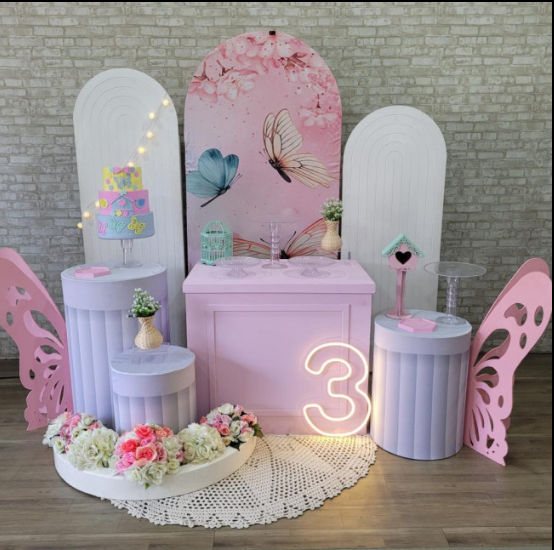 Alugue Tema Para Festa Decoração Jardim das Borboletas Tecido ( Modelo 4 )