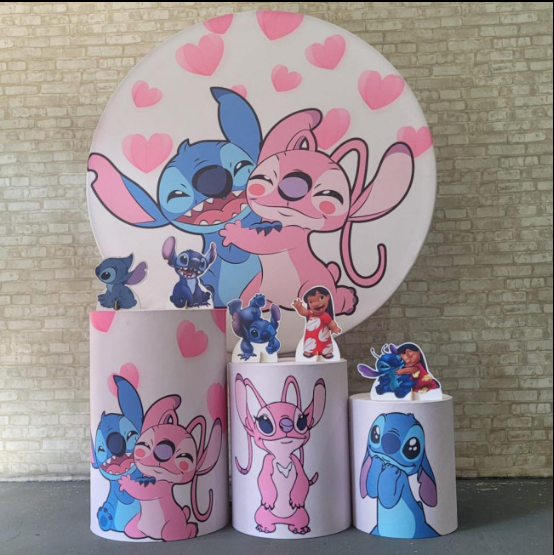 Alugue Tema Para Festa Decoração Lilo Stitch e Angel Tecido ( Modelo 1 )