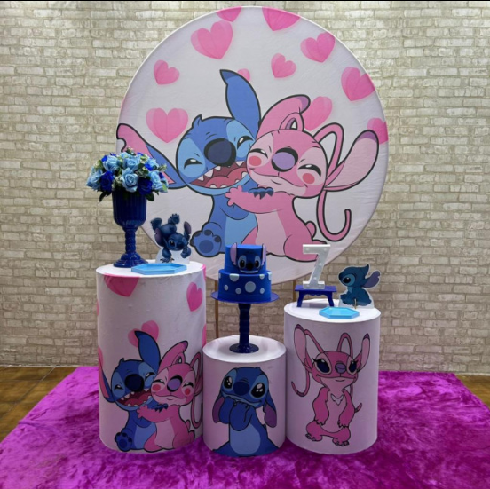 Alugue Tema Para Festa Decoração Lilo Stitch e Angel Tecido ( Modelo 2 )