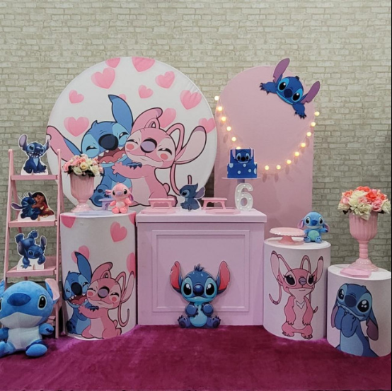 Alugue Tema Para Festa Decoração Lilo Stitch e Angel Tecido ( Modelo 5 )