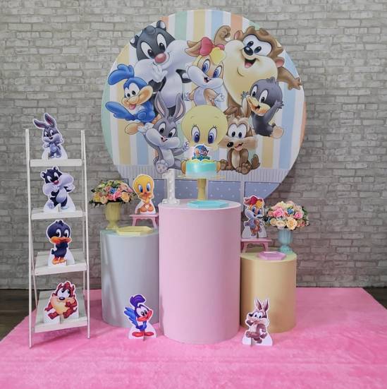 Alugue Tema Para Festa Decoração Looney Tunes Menina Tecido ( Modelo 2 )