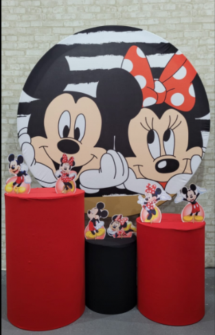 Alugue Tema Para Festa Decoração Minnie e Mickey Tecido ( Modelo 1 )