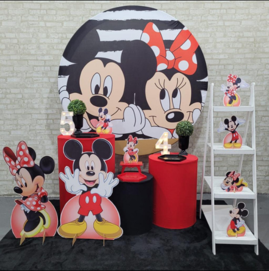 Alugue Tema Para Festa Decoração Minnie e Mickey Tecido ( Modelo 2 )