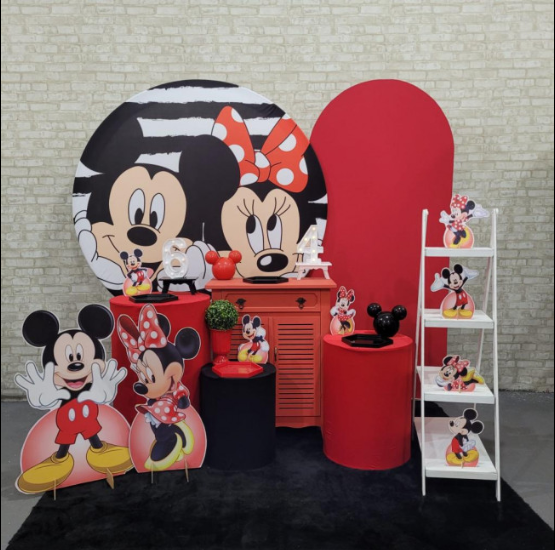 Alugue Tema Para Festa Decoração Minnie e Mickey Tecido ( Modelo 3 )