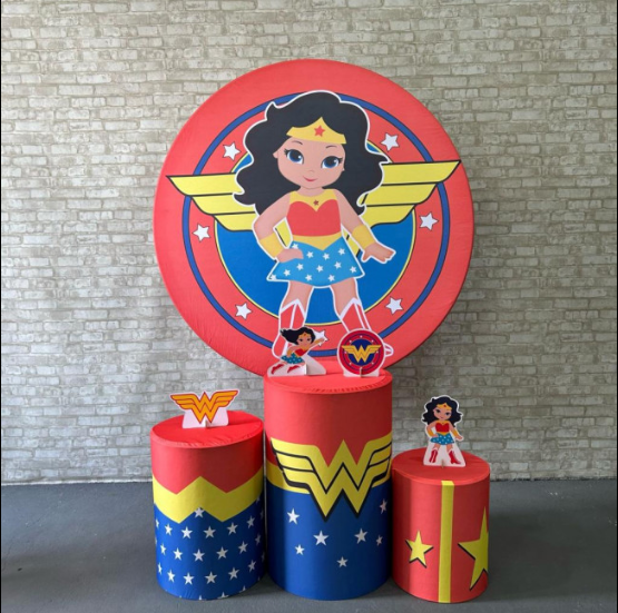 Alugue Tema Para Festa Decoração Mulher Maravilha Baby Tecido ( Modelo 1 )