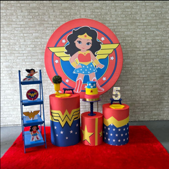Alugue Tema Para Festa Decoração Mulher Maravilha Baby Tecido ( Modelo 2 )