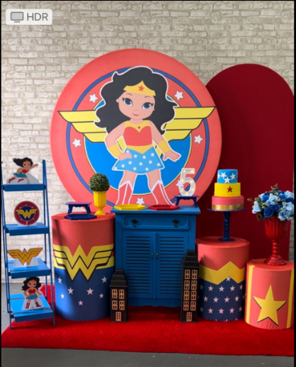 Alugue Tema Para Festa Decoração Mulher Maravilha Baby Tecido ( Modelo 3 )