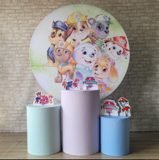 Alugue Tema Para Festa Decoração Patrulha Canina Candy Color Tecido ( Modelo 1 )