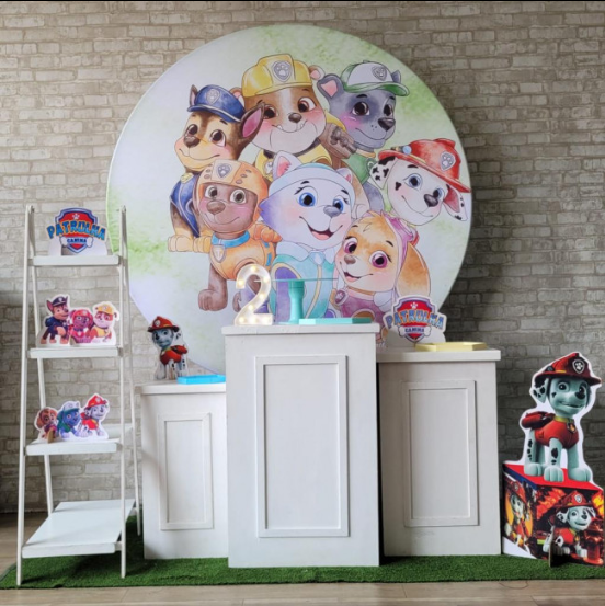 Alugue Tema Para Festa Decoração Patrulha Canina Candy Color Tecido ( Modelo 2 )