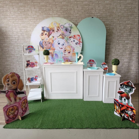 Alugue Tema Para Festa Decoração Patrulha Canina Candy Color Tecido ( Modelo 3 )