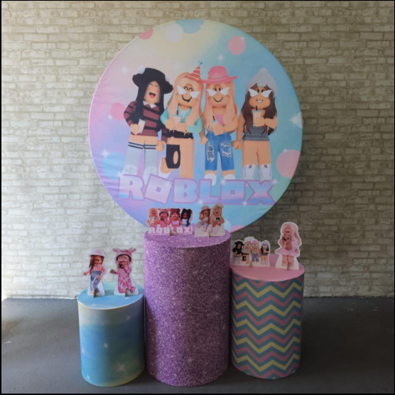 Alugue Tema Para Festa Decoração Roblox Feminino Tecido ( Modelo 1 )