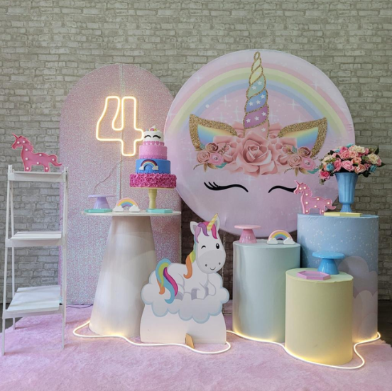 Alugue Tema Para Festa Decoração Unicórnio Tecido ( Modelo 4 )