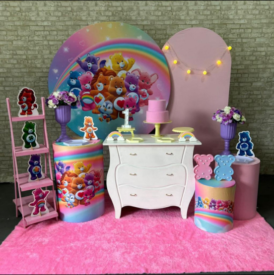 Alugue Tema Para Festa Decoração Ursinhos Carinhosos Tecido ( Modelo 4 )