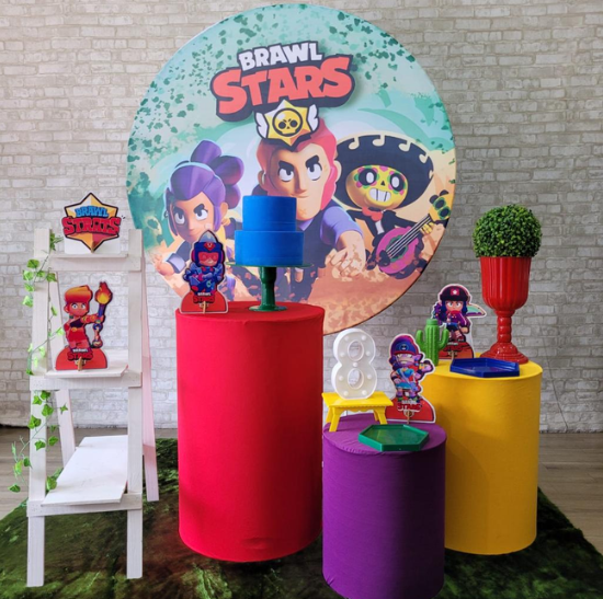 Alugue Tema Para Festa Decoração Brawl Star Tecido ( Modelo 2 )