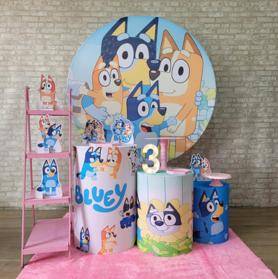 Alugue Tema Para Festa Decoração Bluey Feminino Tecido ( Modelo 1 )