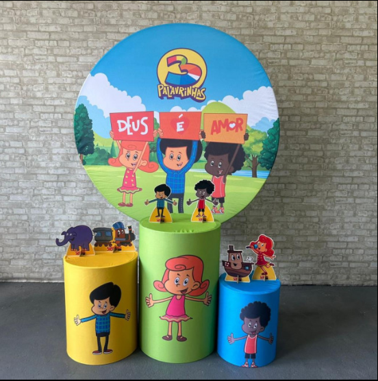 Alugue Tema Para Festa Decoração 3 Palavrinhas Tecido ( Modelo 1 )