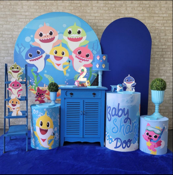 Alugue Tema Para Festa Decoração Baby Shark Tecido ( Modelo 3 )