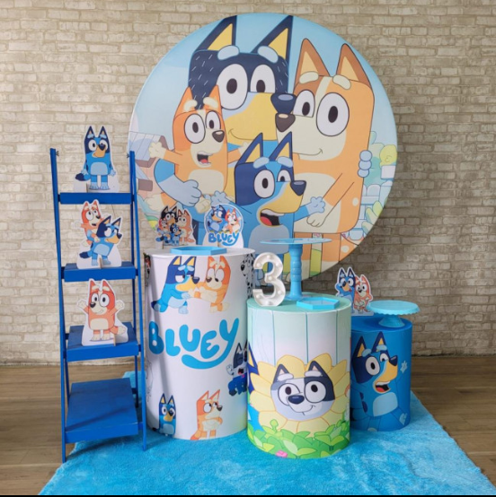 Alugue Tema Para Festa Decoração Bluey Tecido ( Modelo 2 )