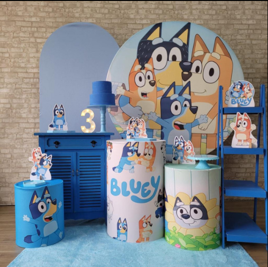 Alugue Tema Para Festa Decoração Bluey Tecido ( Modelo 3 )