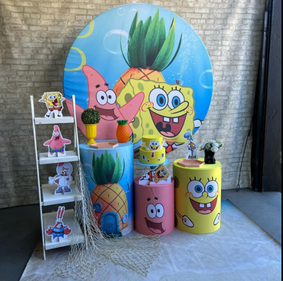 Alugue Tema Para Festa Decoração Bob Esponja Tecido ( Modelo 2 )