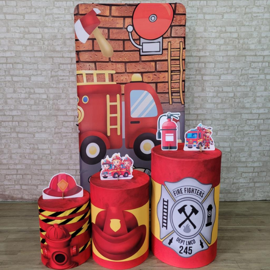 Alugue Tema Para Festa Decoração Bombeiro Tecido ( Modelo 1 )