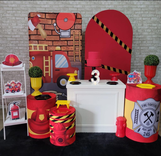 Alugue Tema Para Festa Decoração Bombeiro Tecido ( Modelo 3 )