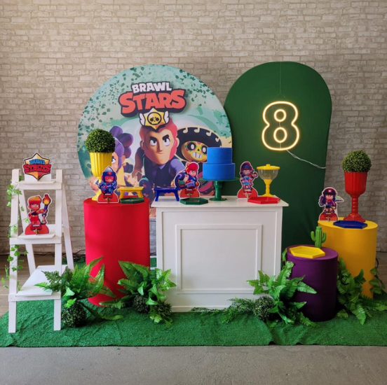 Alugue Tema Para Festa Decoração Brawl Star Tecido ( Modelo 3 )