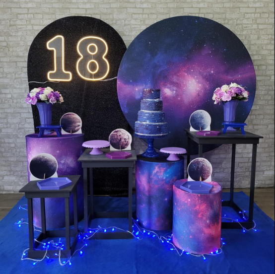 Alugue Tema Para Festa Decoração Galaxia Tecido ( Modelo 3 )