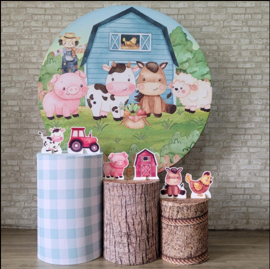 Alugue Tema Para Festa Decoração Fazendinha Azul Tecido ( Modelo 1 )