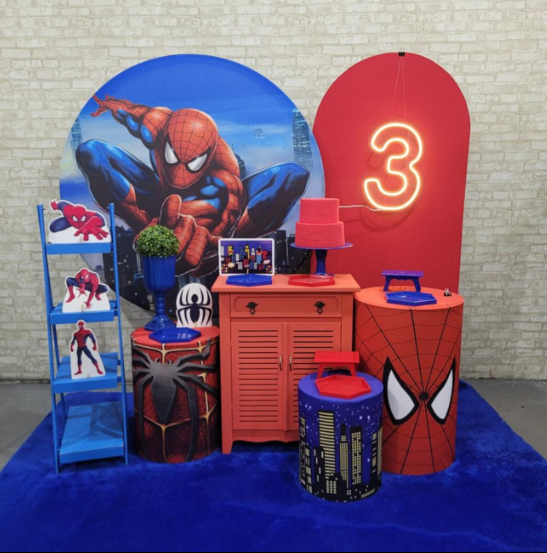 Alugue Tema Para Festa Decoração Homem Aranha Tecido ( Modelo 3 )