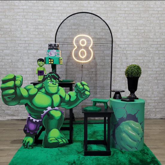 Alugue Tema Para Festa Decoração Hulk Vingadores Tecido ( Modelo 1 )